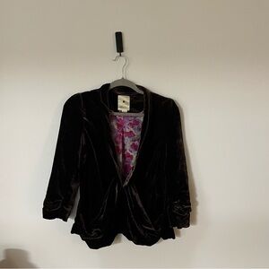 Anthropologie Dark Brown Velvet Blazer